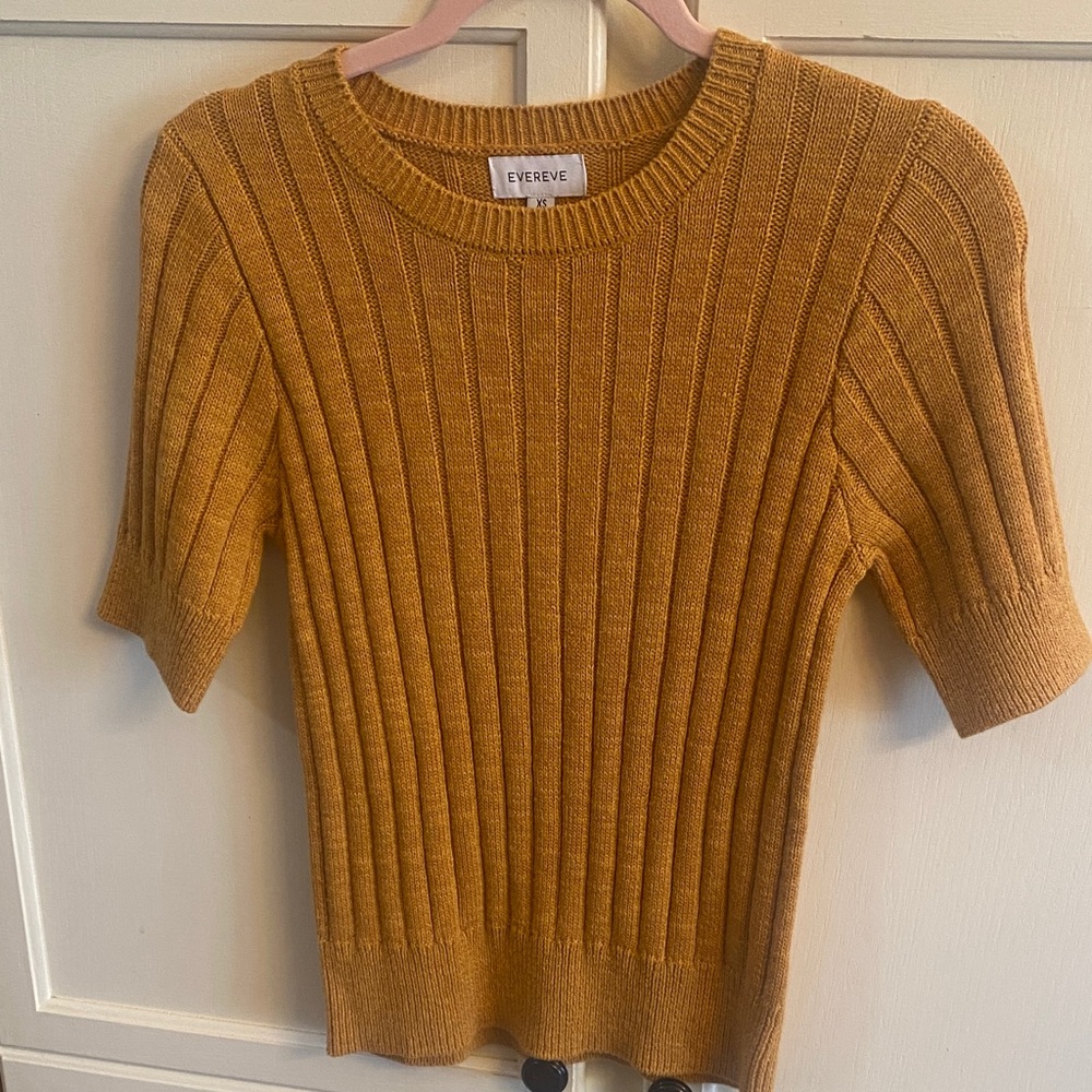 Evereve Womens Ribbed Knit Top Golden/Mustard Yellow Size XS